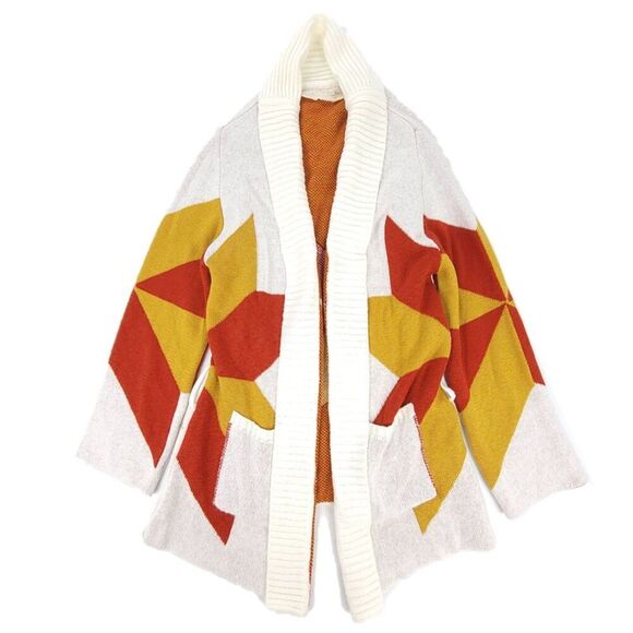 JENS PIRATE BOOTY Freedom Star Intarsia Reversible Oversized Cardigan Boho Knit - Picture 8 of 9